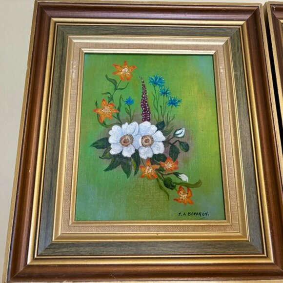 Vintage Original Floral Oil Paintings from 1977 Signed by Artist - Picture 2 of 5